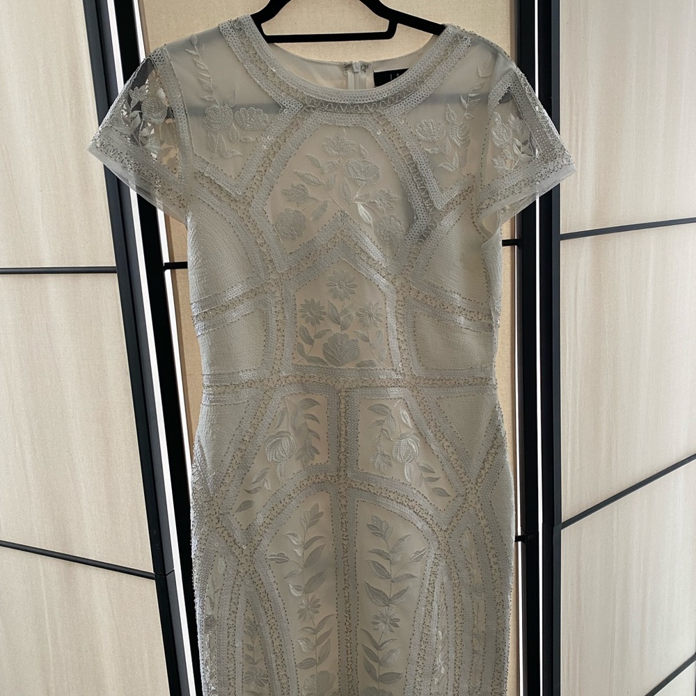 Lulus white sequin embroidered bodycon dress